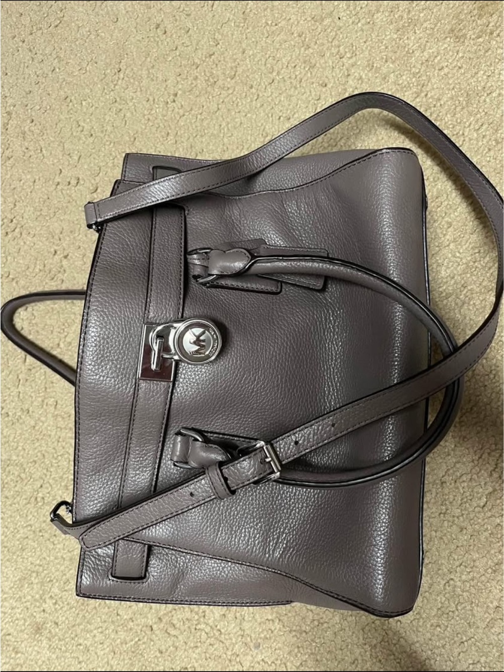 Michael Kors Taupe Pebbled Leather Satchel